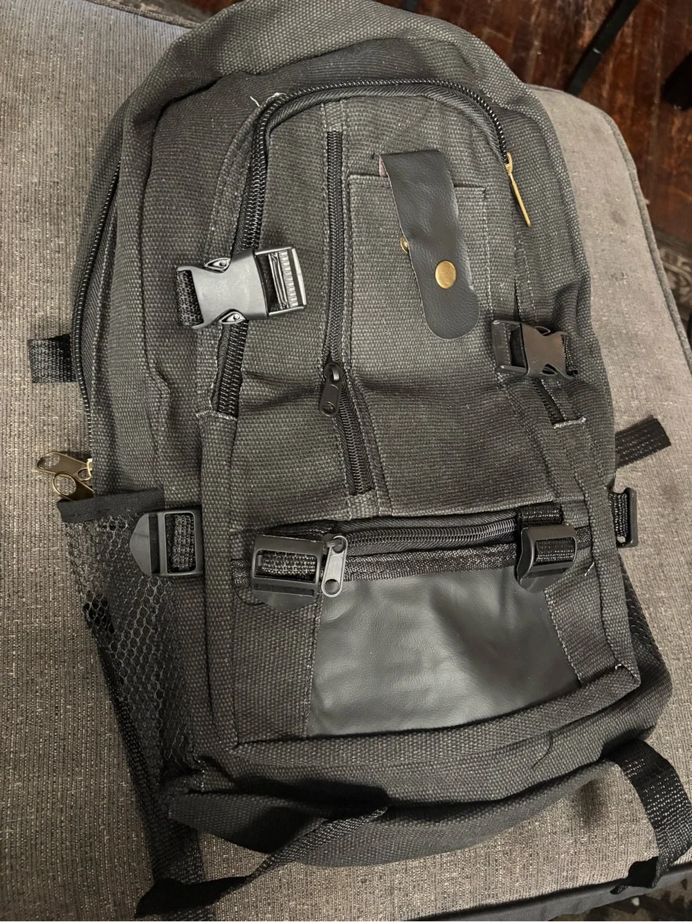 Men's Black Canvas Everyday Backpack